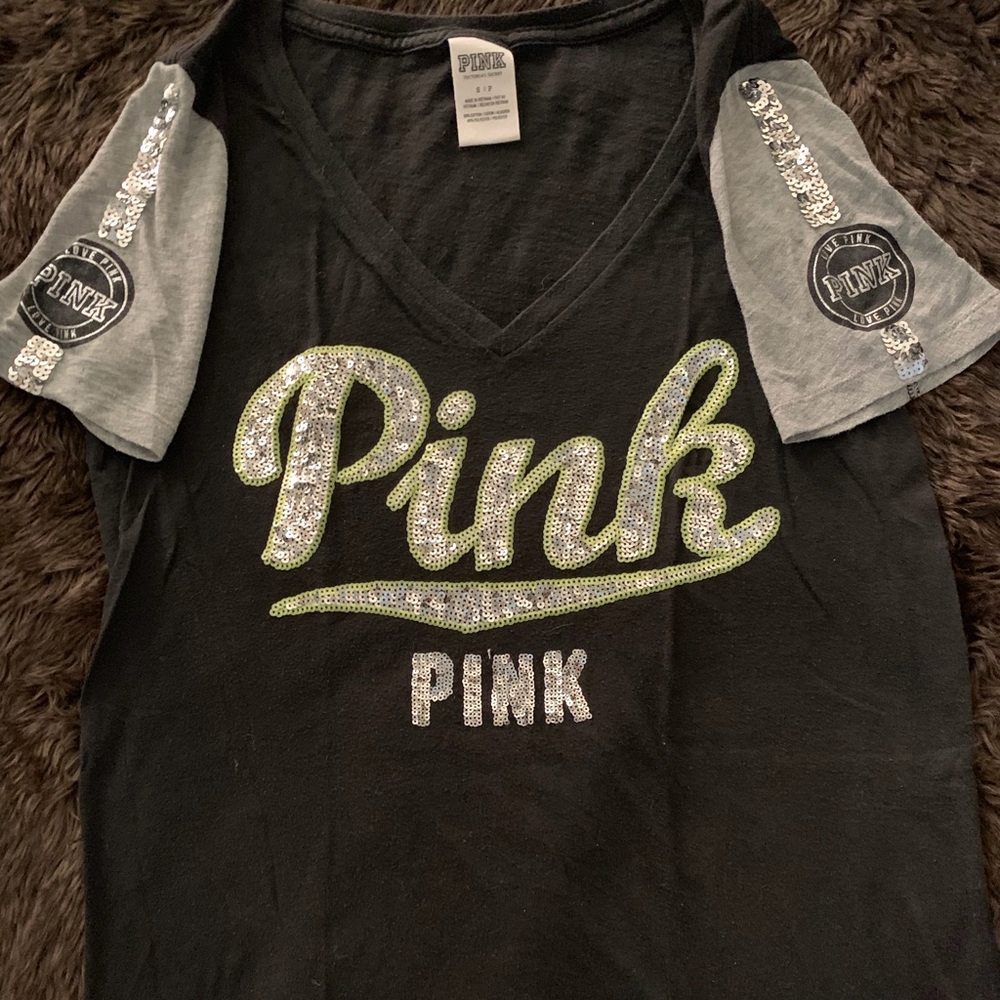 PINK logo sequin tee